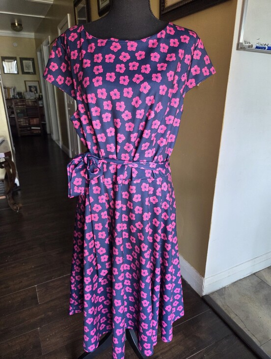 Dressystar Dresses & Skirts - DressyStar NAVY BLUE& FUSHIA | Floral Midi Dress Size 3XL
